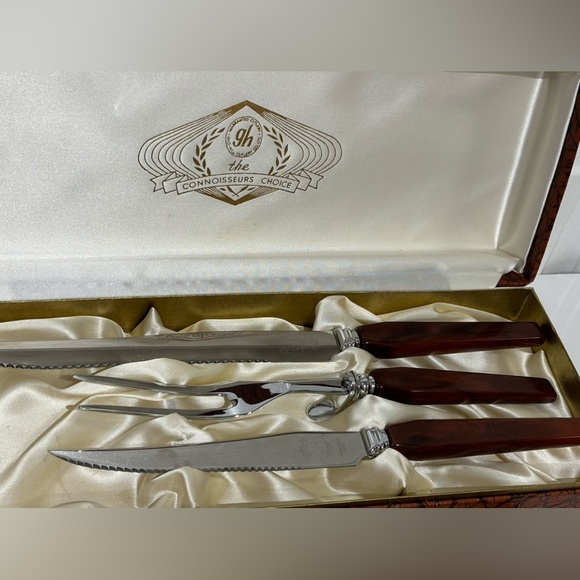 Vintage Glo-hill GH the Connoisseurs Choice Carving Set with Steak Knives - Picture 7 of 10